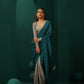 trueBrowns Teal Grey Silk Ready to Wear Saree | Swadesiicart