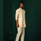 trueBrowns Men's Ivory Multi color Floral Cotton Co-ord Set - Swadesiicart