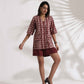 trueBrowns Brown Cotton Print Jacket Top & Short Co-ord Set - Swadesiicart