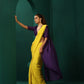 trueBrowns Yellow Purple Muslin Silk Ready to Wear Saree | Swadesiicart