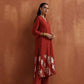 trueBrowns Rust Metallic Straight Kurta Set | Swadesiicart