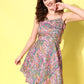 InWeave Women's Pink Floral Printed Back Tie Up Detail Strap Short Dress - Swadesiicart
