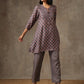 trueBrowns Grey Pink Floral Printed Silk Co-Ord Set - Swadesiicart