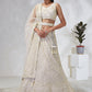 House of Panchhi Cream Net Cutdana, Sequins And Zarkan Embroidery Lehenga Choli & Dupatta | Swadesiicart