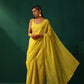 trueBrowns Lime Cotton Gold Lurex Striped Ready to Wear Saree | Swadesiicart