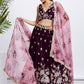 House of Panchhi Purple Pure Georgette Sequins And Thread Embroidery Lehenga Choli & Dupatta | Swadesiicart