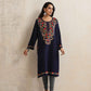 trueBrowns Blue Kashmiri Embroidered Woollen Phiran Kurta | Swadesiicart