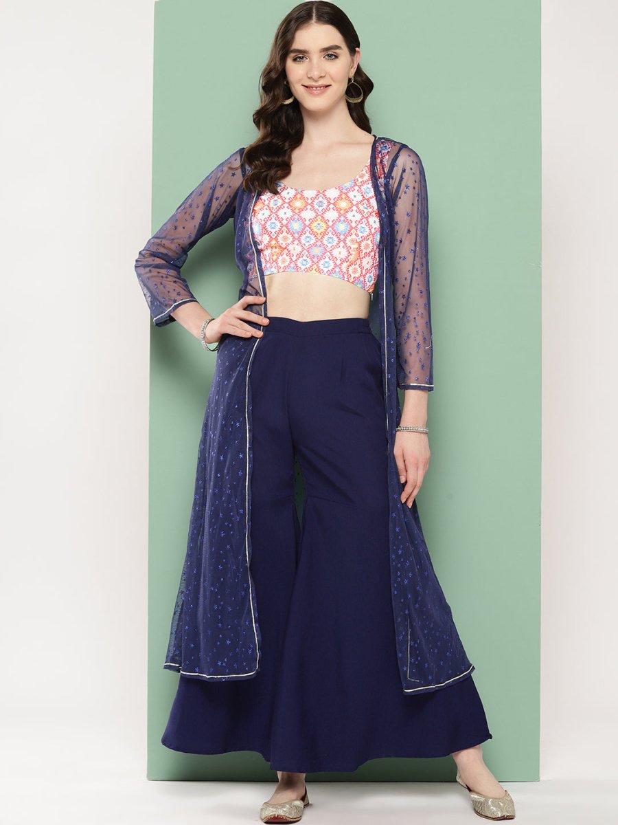Ahalyaa Printed Ethnic Co-Ords with Shrug - Swadesiicart
