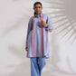 trueBrowns Blue Cotton Stripe Kurta Co-ord Set - Swadesiicart