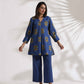 trueBrowns Blue Cotton Print Top & Pants Co-ord Set - Swadesiicart
