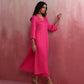 trueBrowns Pink Modal High Slit Kurta Set | Swadesiicart