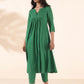 trueBrowns Green Cotton Long Kurta Pant Set | Swadesiicart