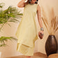 InWeave Women's Light Yellow Lurex Kantha Mandarin Neck Kurta Palazzo Set - Swadesiicart