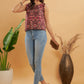 InWeave Wine Ikkat Print W/U Top - Swadesiicart