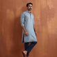 trueBrowns Men's Blue Chanderi Kurta | Swadesiicart