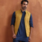 trueBrowns Men's Mustard Cotton Dobby Reversible Nehru Jacket | Swadesiicart