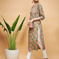 InWeave Women's Green Pink Floral Angrakha Straight Kurta - Swadesiicart