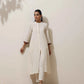 trueBrowns Off-White Cotton Linen Kurta Pant Set | Swadesiicart