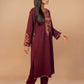 trueBrowns Maroon Embroidered Woollen Phiran Kurta Set | Swadesiicart