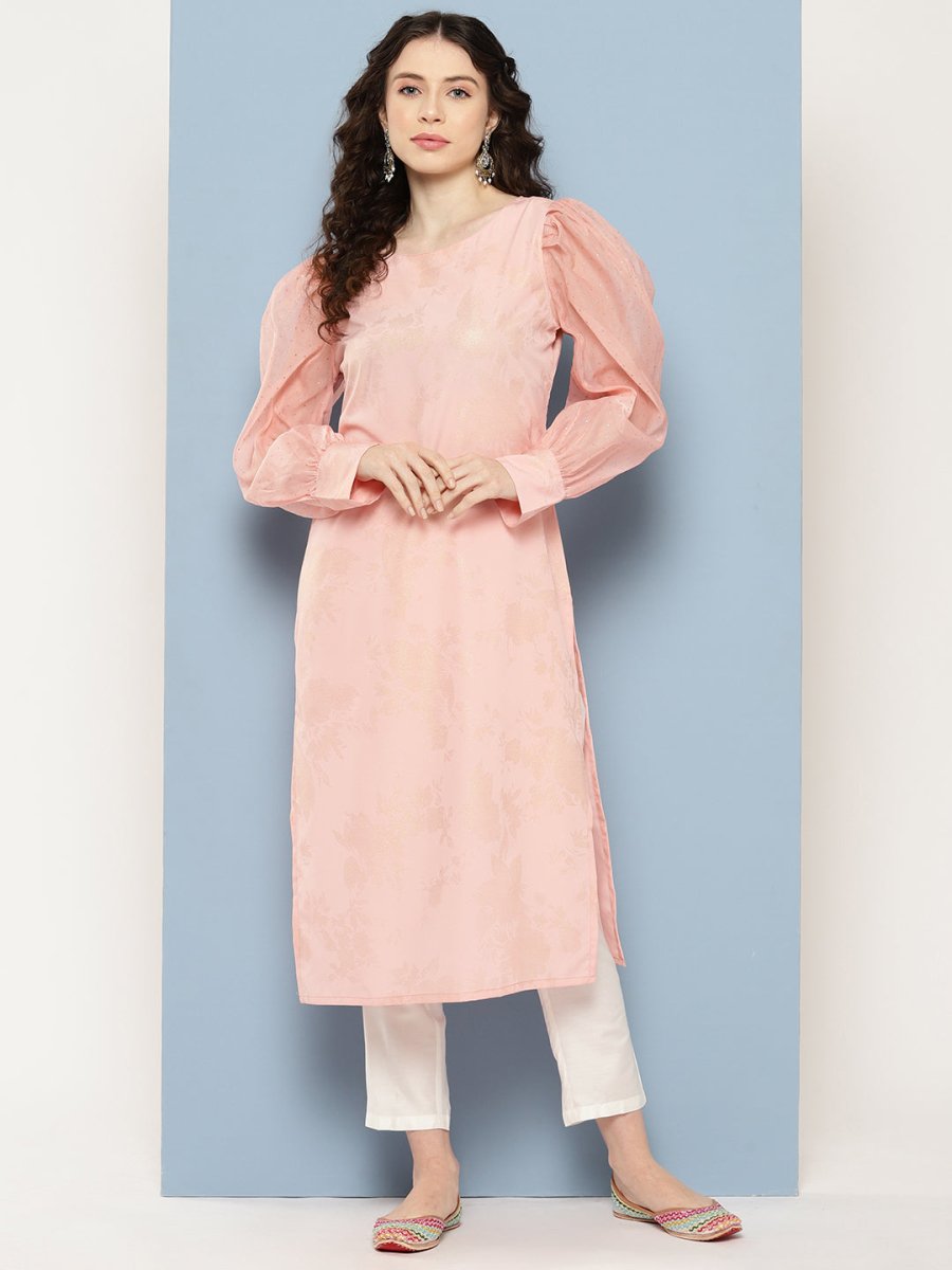 Ahalyaa Women Floral Printed Pastels Crepe Kurta | Swadesiicart
