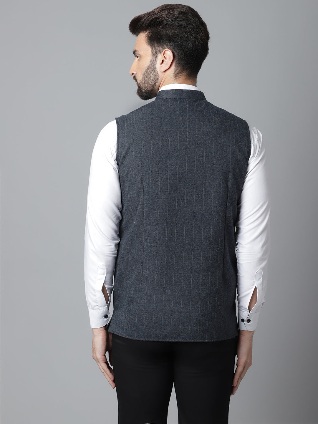 Even Apparels Men's Blue Nehru Jacket With Welt Pockets | Swadesiicart