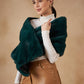 InWeave Women's Dark Teal Long Faux Fur Cape - Swadesiicart