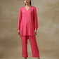 trueBrowns Pink Bandhani Printed Silk Gathered Sleeve Co-Ord Set - Swadesiicart