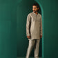 trueBrowns Men's Grey Silk Co-ord Set Yoke Detail - Swadesiicart