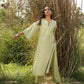 trueBrowns Green Cotton Embroidered Kurta Set | Swadesiicart