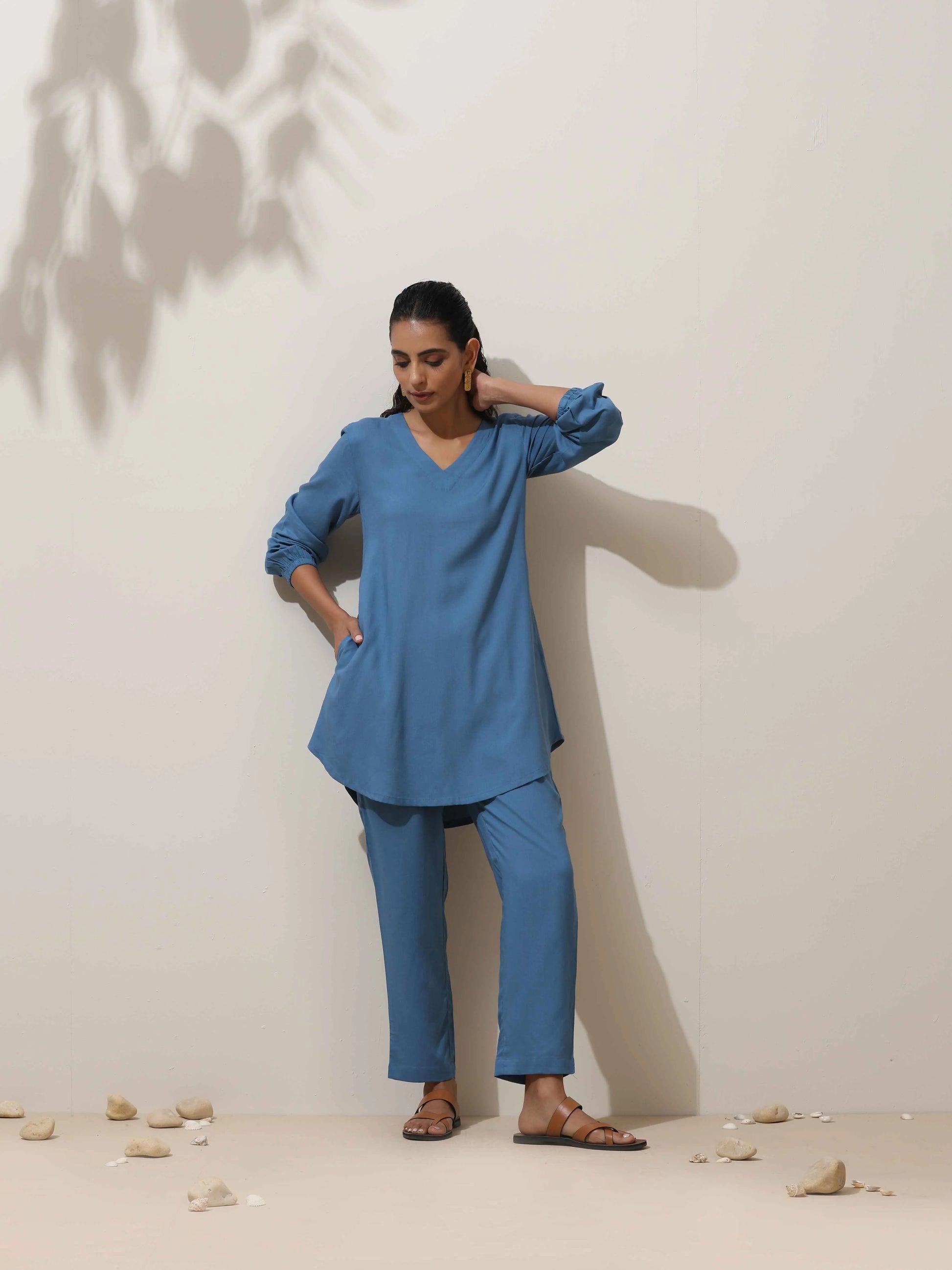 trueBrowns Blue Co-ord Set - Swadesiicart