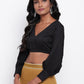 trueBrowns Black Gathered Sleeve Top | Swadesiicart