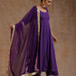 trueBrowns Violet Modal Satin Anarkali Set | Swadesiicart