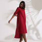 trueBrowns Maroon Slub Highslit Kurta Set | Swadesiicart