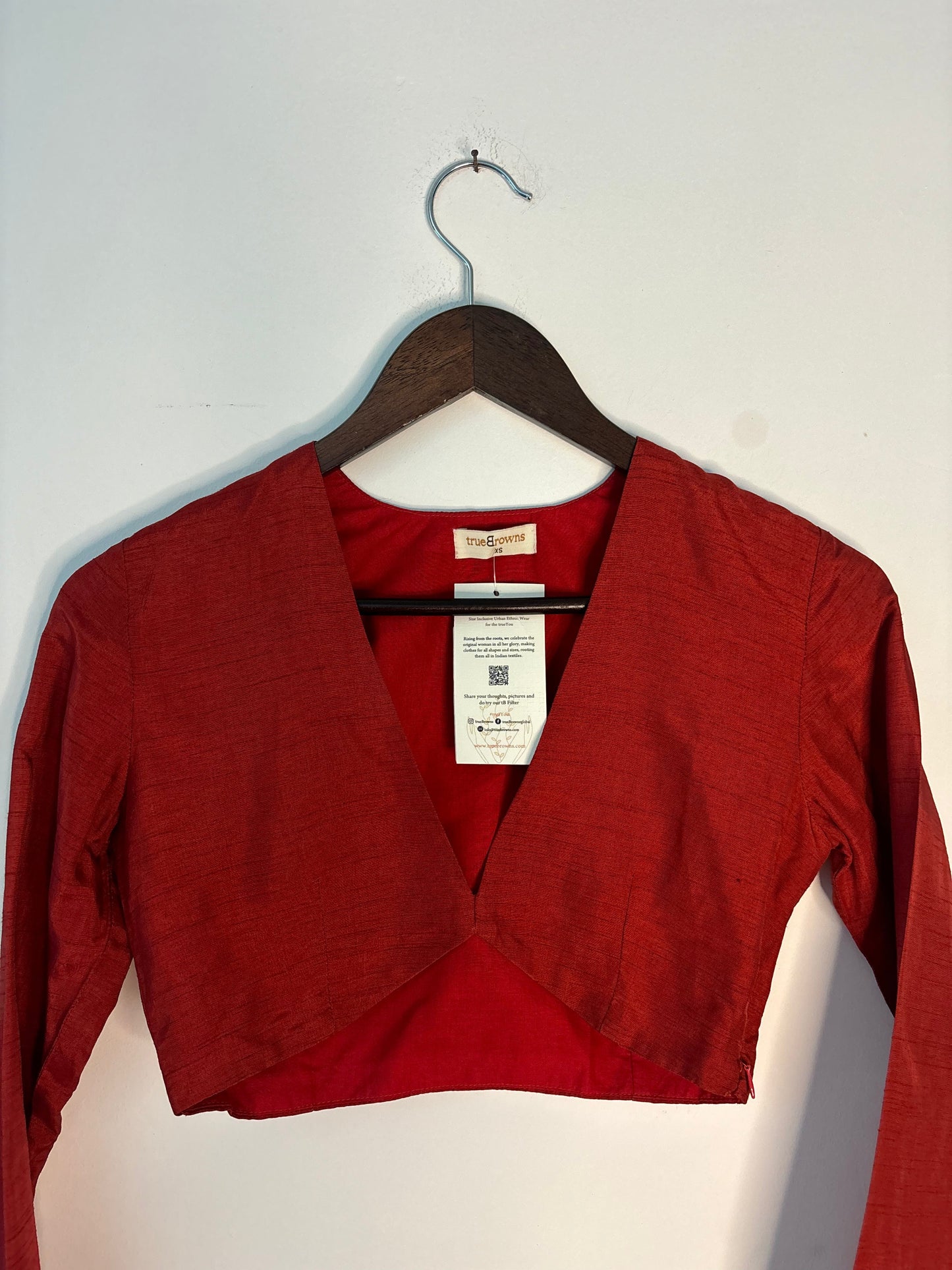 trueBrowns Rust Silk Blouse | Swadesiicart