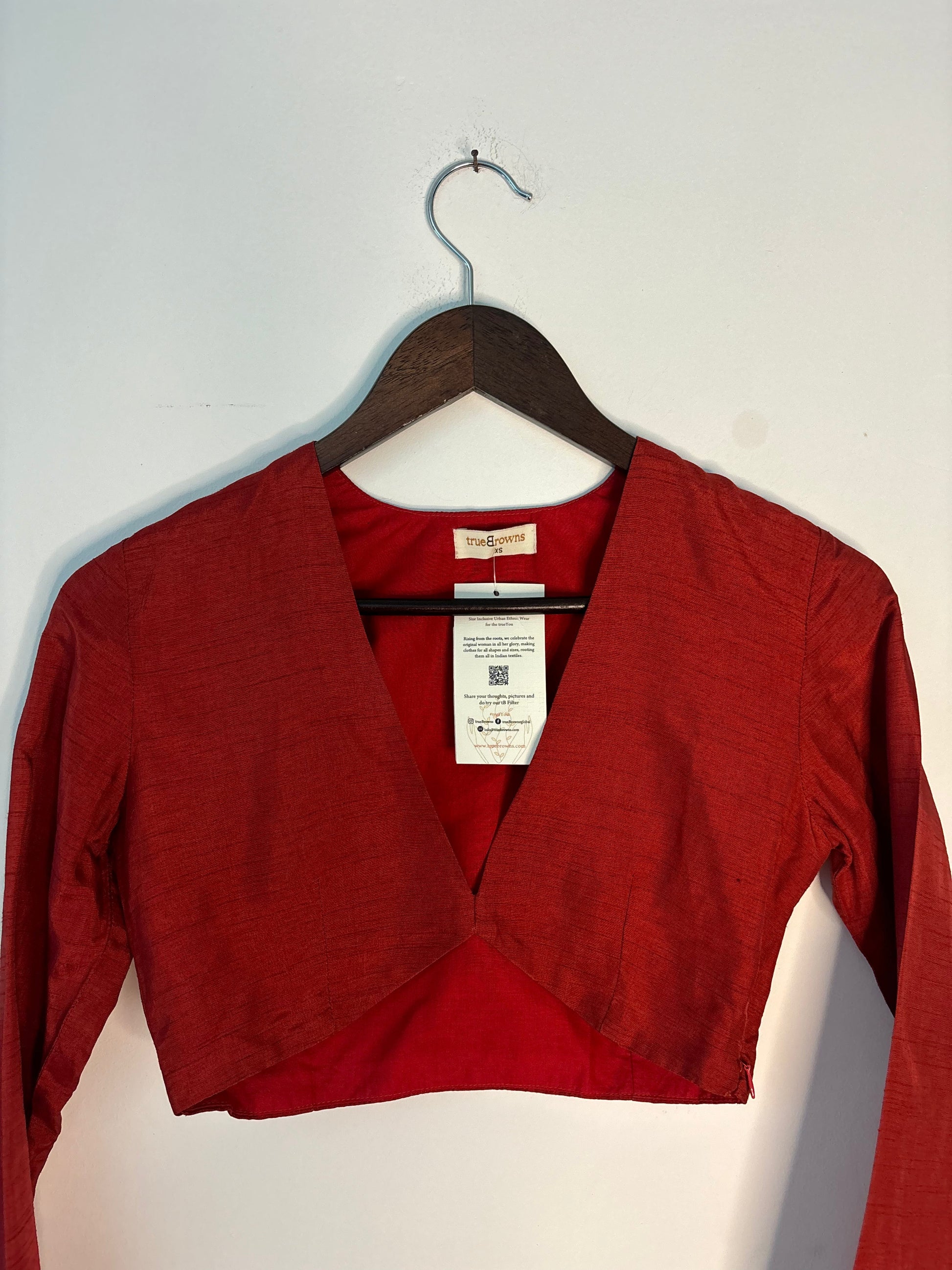 trueBrowns Rust Silk Blouse | Swadesiicart