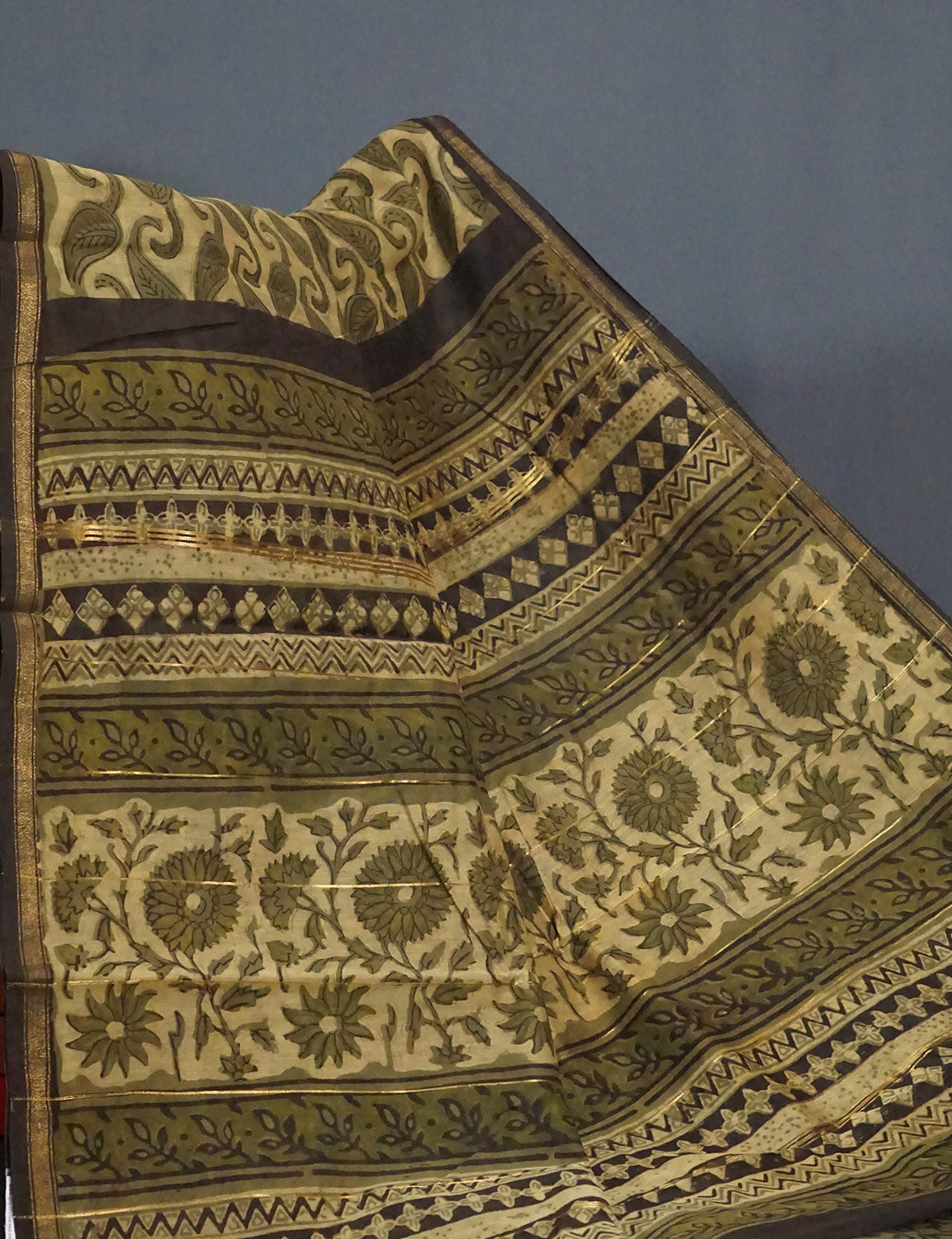 Shades of Heena Green Printed Chanderi Saree for Regular/Office Wear By Gayathri Reddy Designer Studio | Swadesiicart
