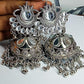 Tehzeeb Creations Women's Silver Colour Oxidised Earrings With Kundan And Mirror Work | Swadesiicart
