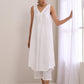 trueBrowns White Slub Texture Sleeveless Flared Kurta Pant Set | Swadesiicart