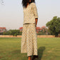 trueBrowns Light Sage Cotton Block Print Lapel Shirt Co-Ord Set - Swadesiicart