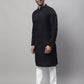 Even Apparels Black Pure Cotton Kurta With Band Collar | Swadesiicart