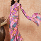 InWeave Women's Pink Square Multi Badhani Palazzo Saree - Swadesiicart