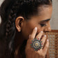 trueBrowns Silver Gold Tone Mandala Ring | Swadesiicart