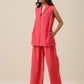 trueBrowns Bright Pink Slub Texture Sleevesless Jacket Pant Set | Swadesiicart