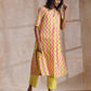 trueBrowns Lime Pink Zig-Zag Lines Print Cotton Kurta Pant Set | Relove | Swadesiicart