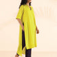 trueBrowns Lime Cotton Dobby High-Low Kurta Pant Set | Swadesiicart