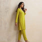 trueBrowns Lime Velvet Kurta Co-ord Set - Swadesiicart