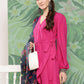 InWeave Women's Magenta Tie Up Kurta Set W Navy Pink Or Dupatta - Swadesiicart