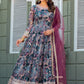 Anaita Grey Tabby Silk Stitched Anarkali Suit With Thread & Sequence Work