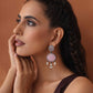 trueBrowns Silver Tone Pink Stone Dangle Earrings - Swadesiicart