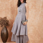 InWeave Light Grey Lurex Halter Neck W/S Kurta Palazzo Set - Swadesiicart
